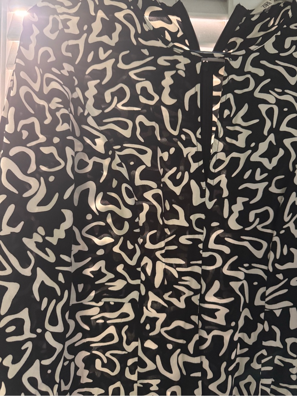 Zara Black and White Abstract Print Midi Dress